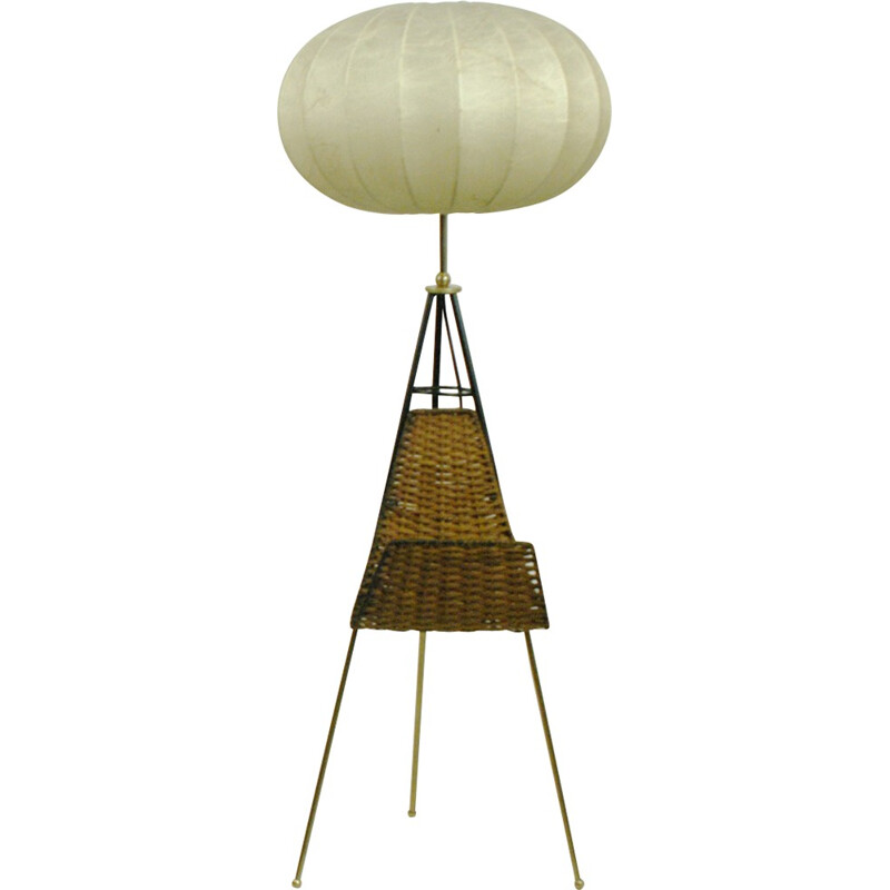 Tripod Floorlamp with Cocoon shade - 1950s