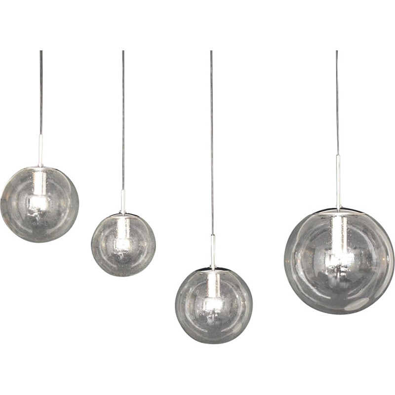 Set of 4 Glashütte Limburg pendant lamps - 1960s