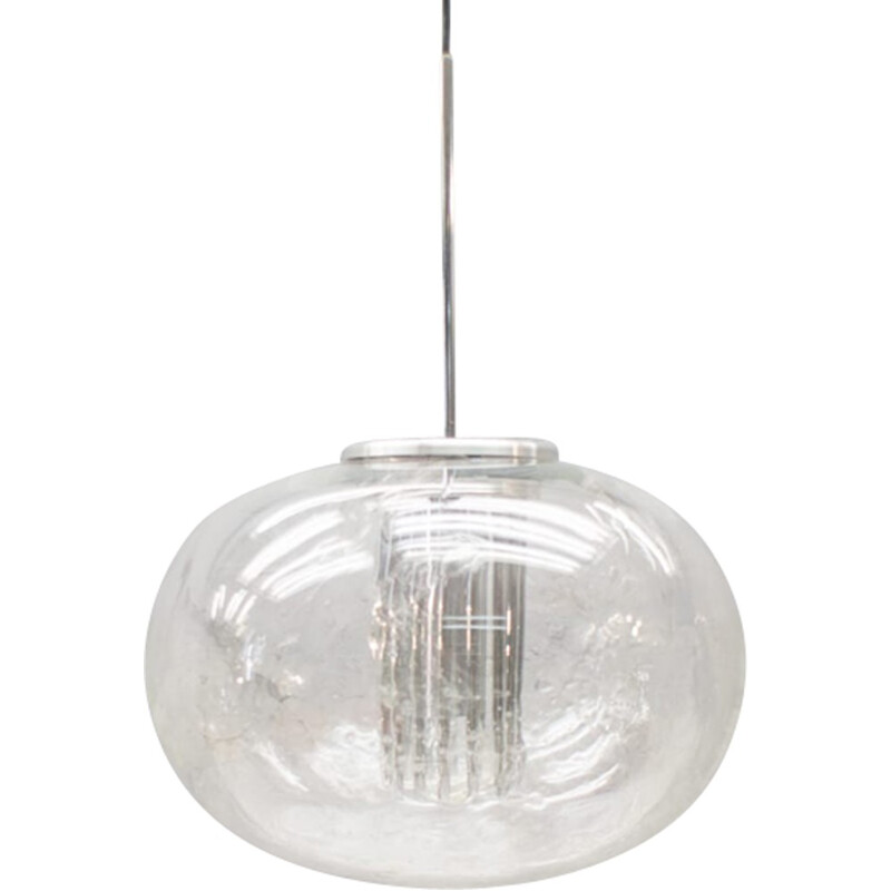 Vintage pendant light in hand-blowed glass by Doria Leuchten - 1960