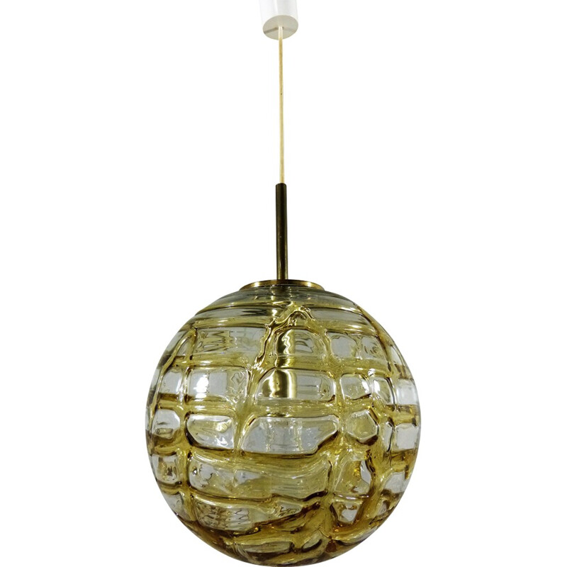 Glass Vintage German Hanging Lamp by Doria Leuchten - 1960s