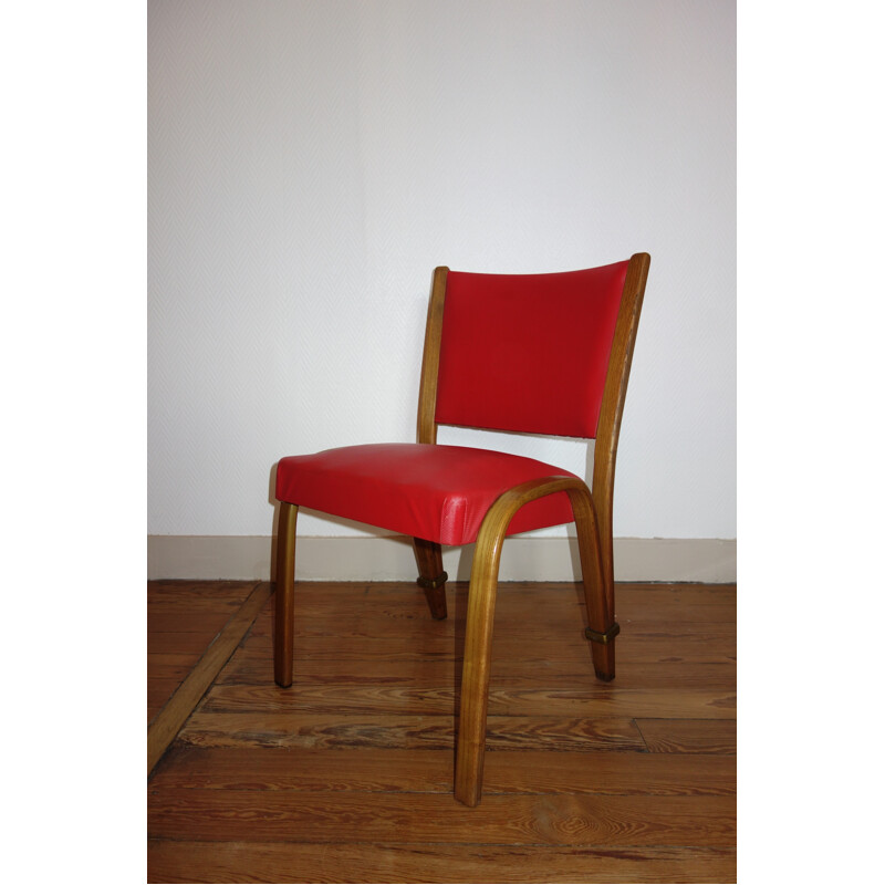 Suite of 4 "Bow wood" chairs by Hugues Steiner - 1950s