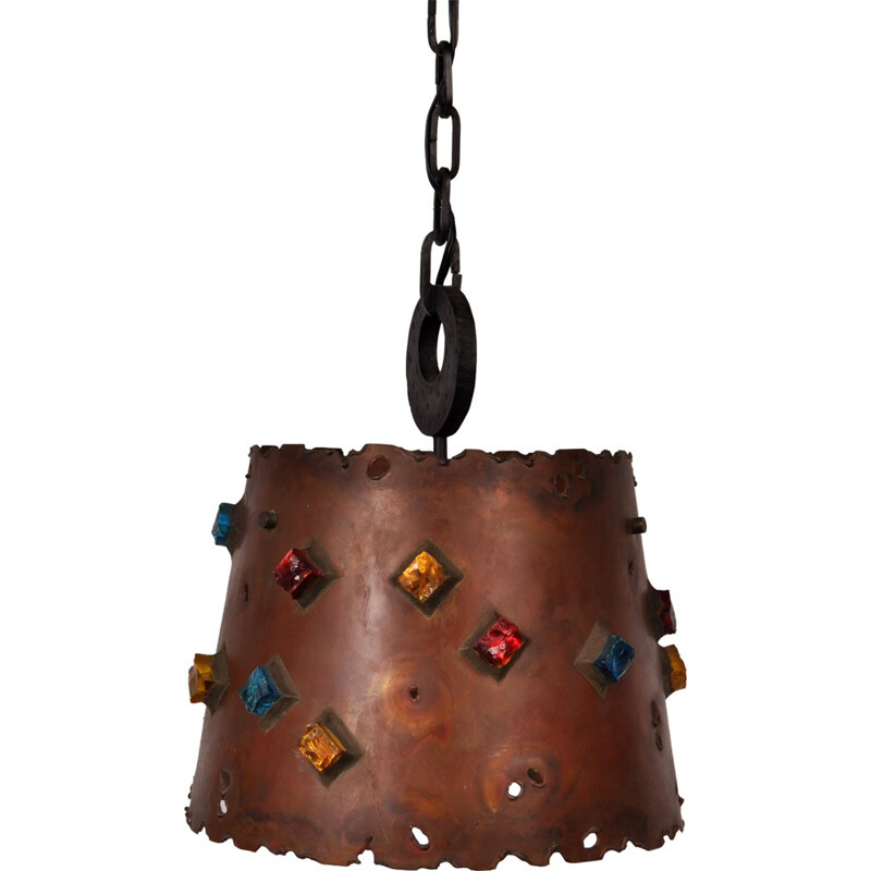 Brutalist Scandinavian hanging lamp - 1960s