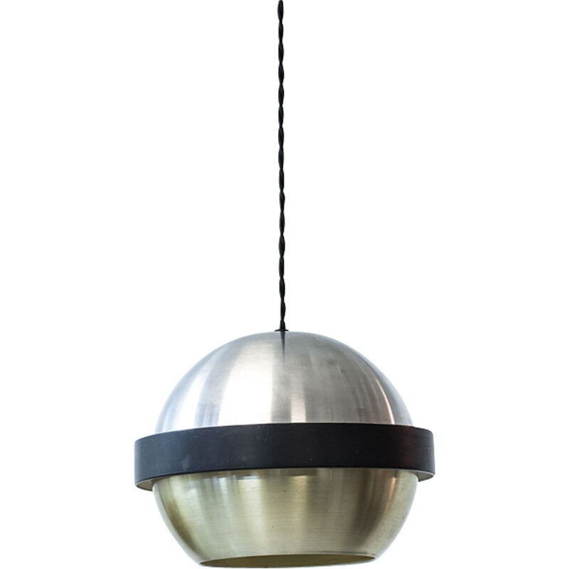 Vintage Danish hanging lamp in aluminium - 1960s