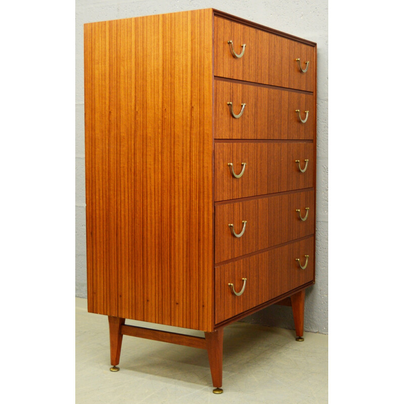 Vintage Teak "Tall Boy" Chest of Drawers by Meredew - 1960s