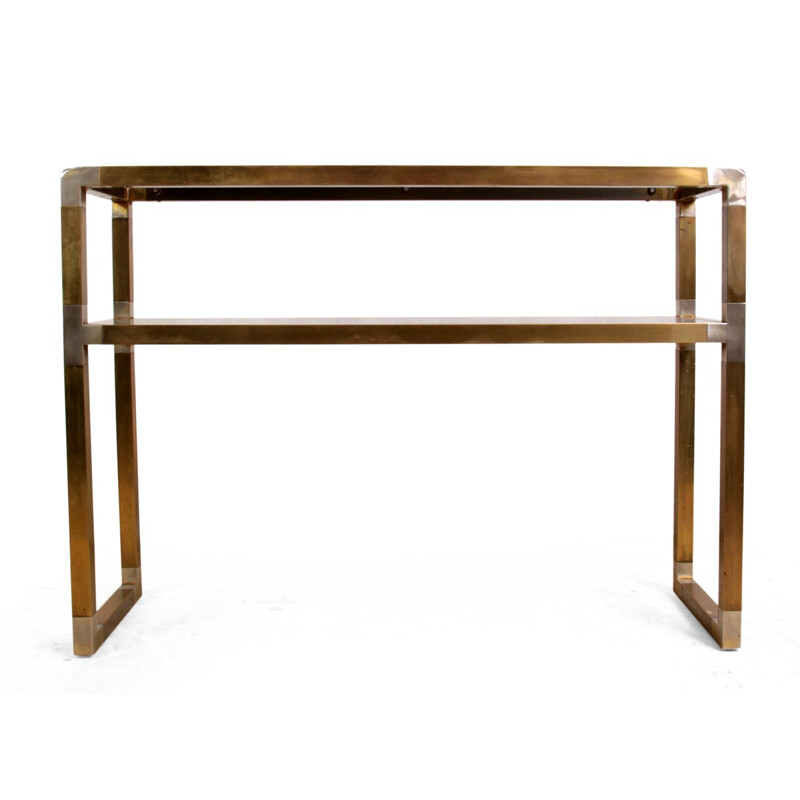 Vintage Italian Brass and Steel Console Table - 1960s