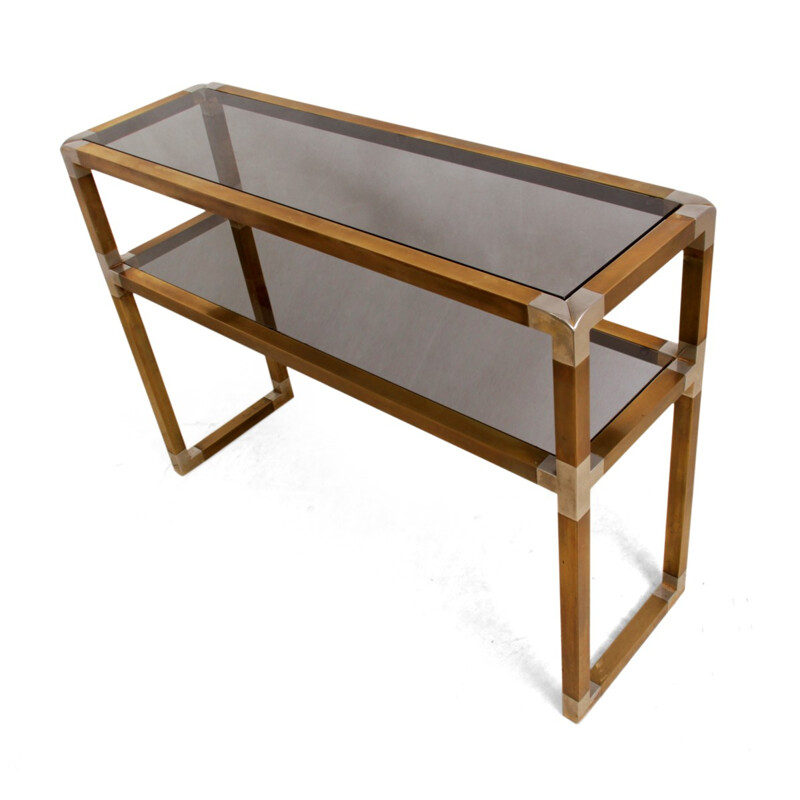 Vintage Italian Brass and Steel Console Table - 1960s