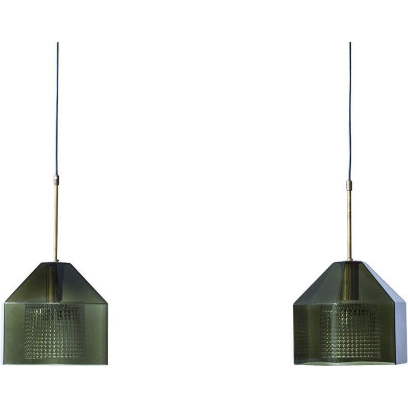 Pair of pendant lamps by Carl Fagerlund, Orrefors - 1960s