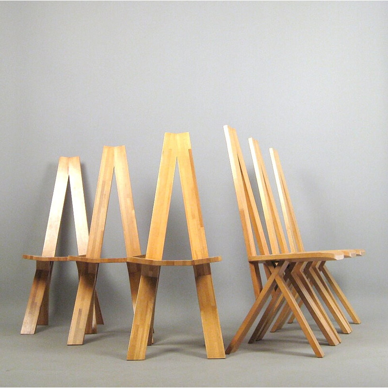 Set of 6 vintage chairs in elmwood - 1960s