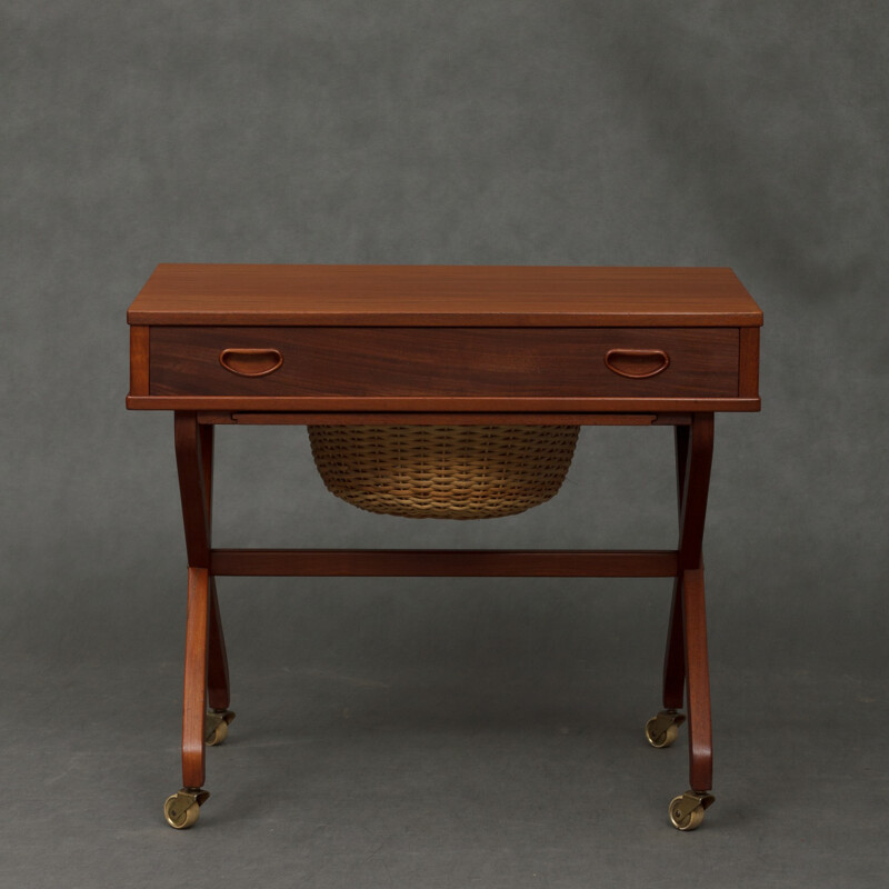 Vintage Danish console table in teak on wheels - 1950s