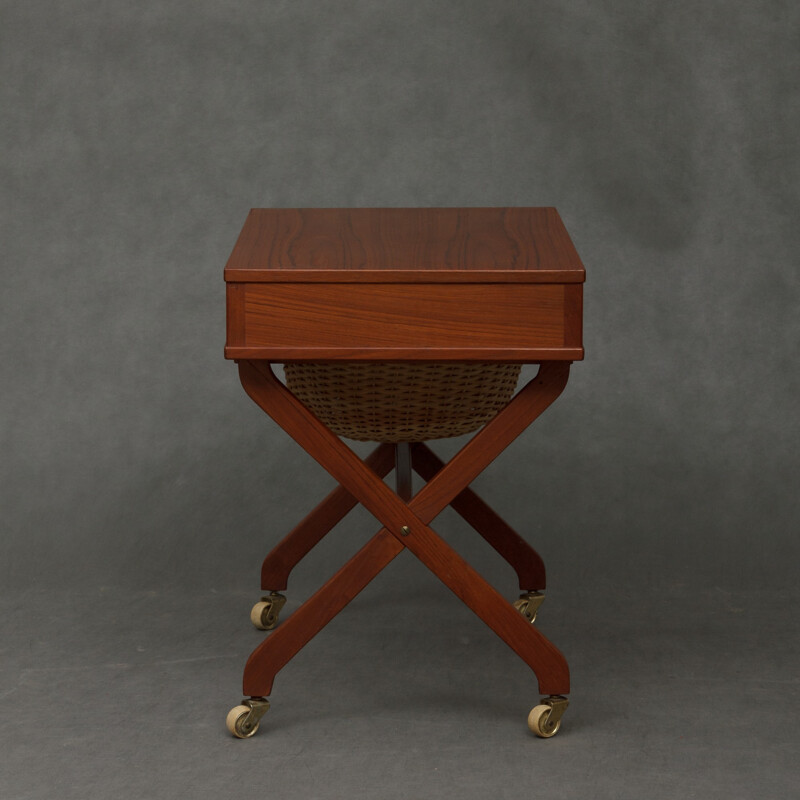 Vintage Danish console table in teak on wheels - 1950s