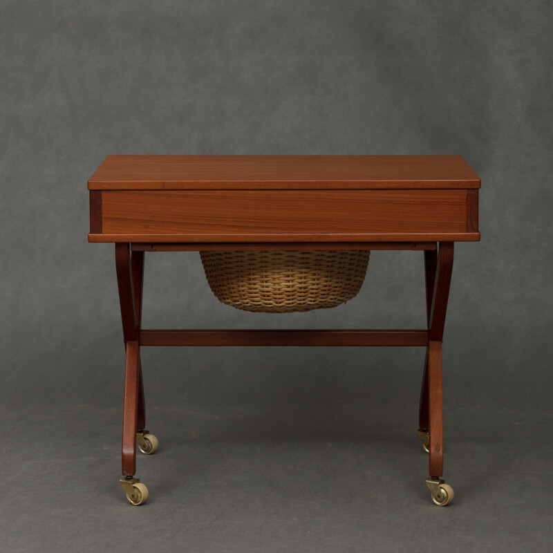 Vintage Danish console table in teak on wheels - 1950s