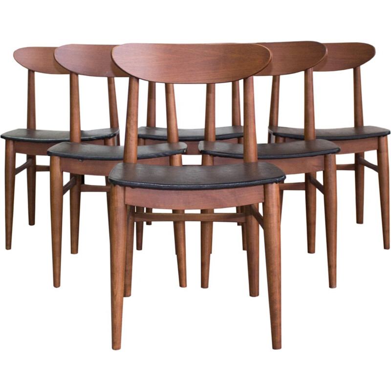 Set of 6 Danish teak vintage dining chairs - 1960s