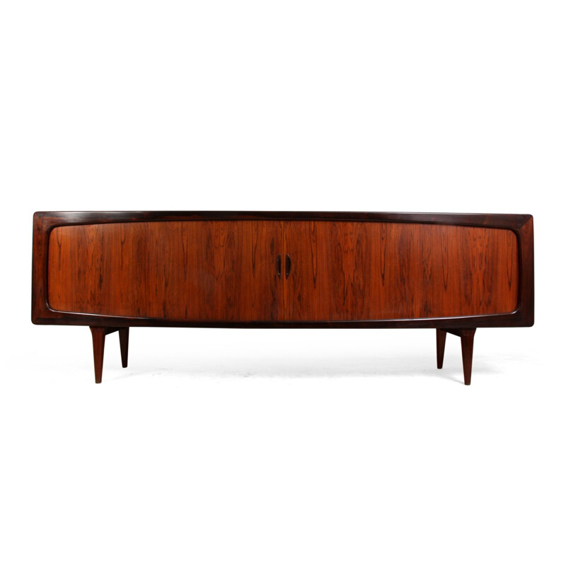 Rosewood Sideboard with Tambour Door by Hans Peter Hansen for Skive - 1960s