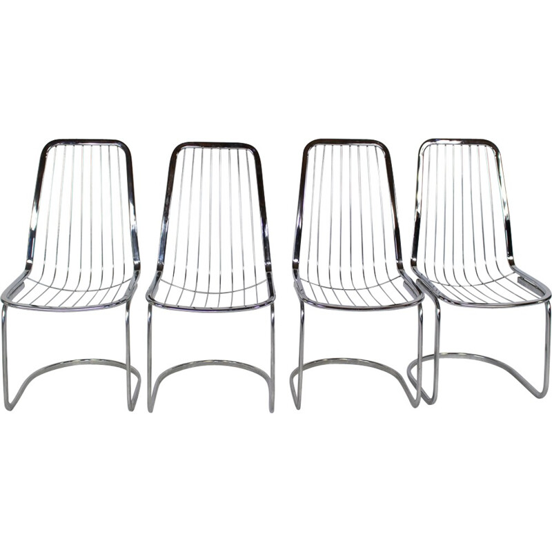 Set of 4 Industrial Chairs Chrome - 1990s