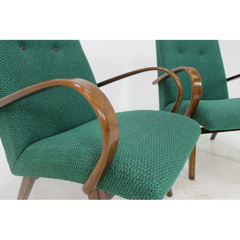 Paire de fauteuils lounge en bois courbé par Ton Thonet - 1960