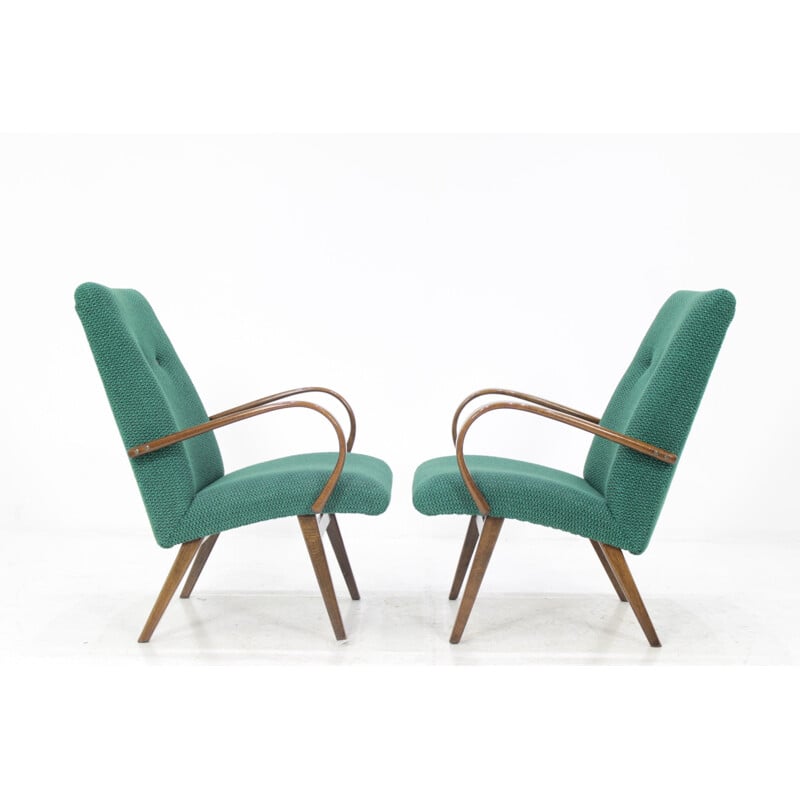 Paire de fauteuils lounge en bois courbé par Ton Thonet - 1960