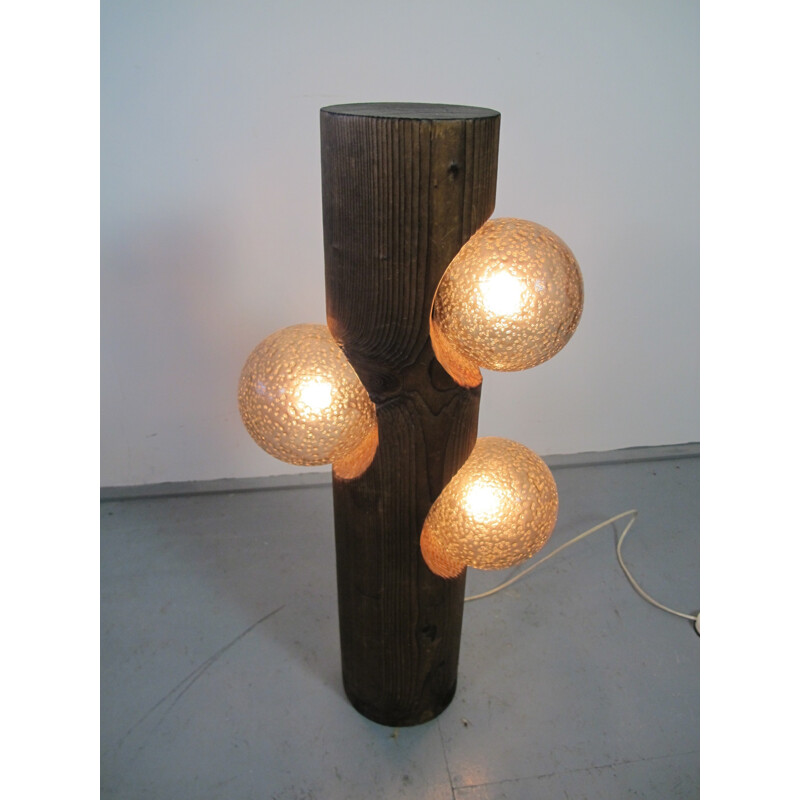 Lampadaire vintage en bois de pin Leuchten - 1970