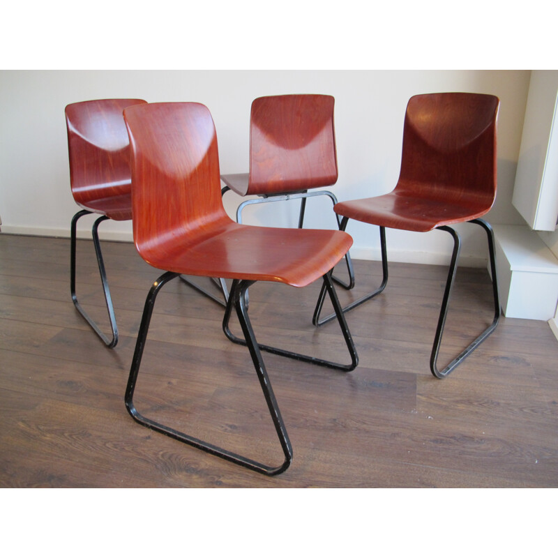 Set of 4 Vintage Chairs by Galvanitas Thur op Seat - 1960s