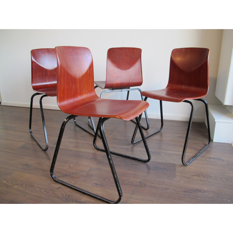 Suite de 4 Chaises vintage de Galvanitas Thur op Seat - 1960