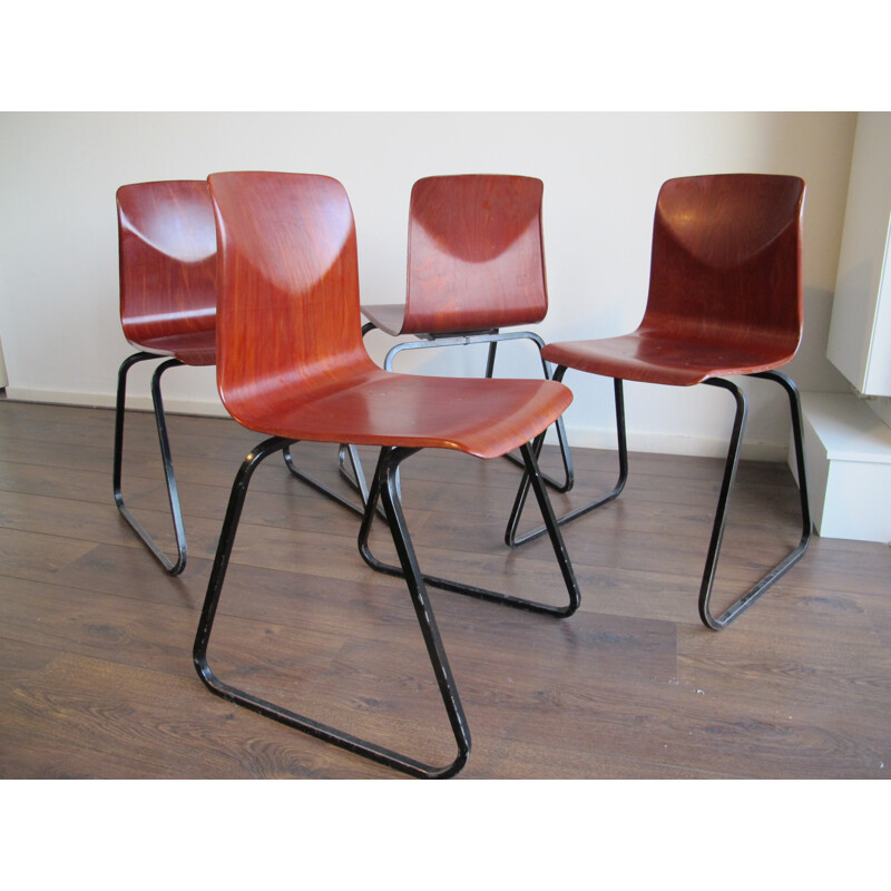 Suite de 4 Chaises vintage de Galvanitas Thur op Seat - 1960