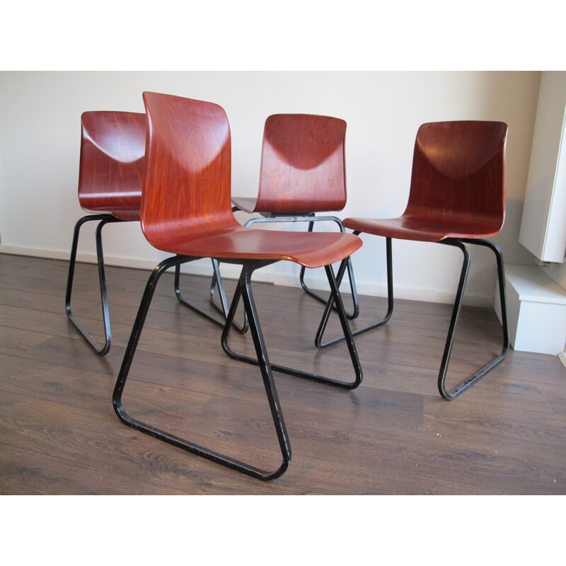 Suite de 4 Chaises vintage de Galvanitas Thur op Seat - 1960