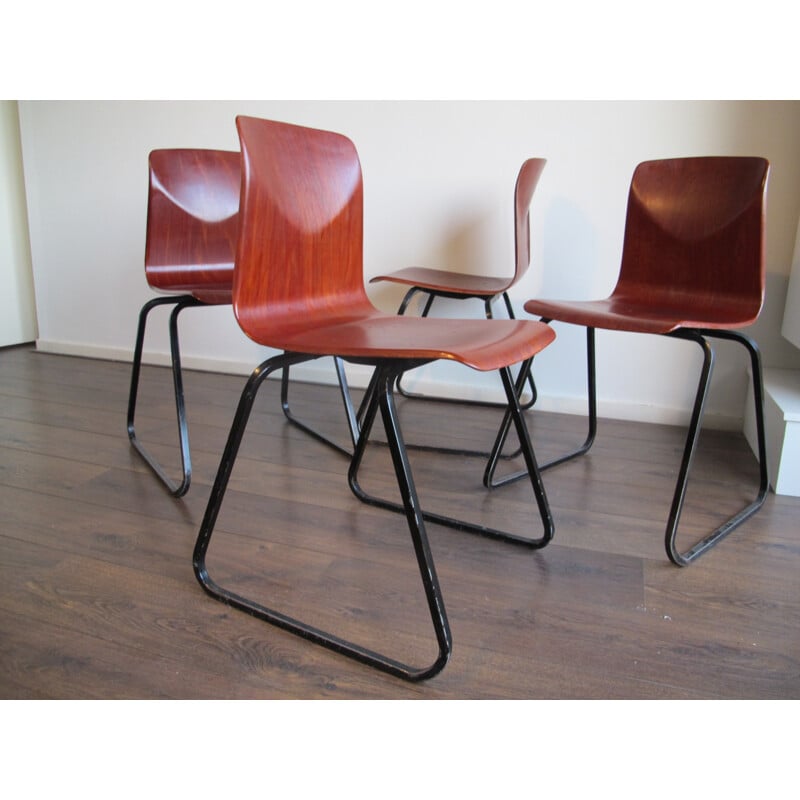Set of 4 Vintage Chairs by Galvanitas Thur op Seat - 1960s