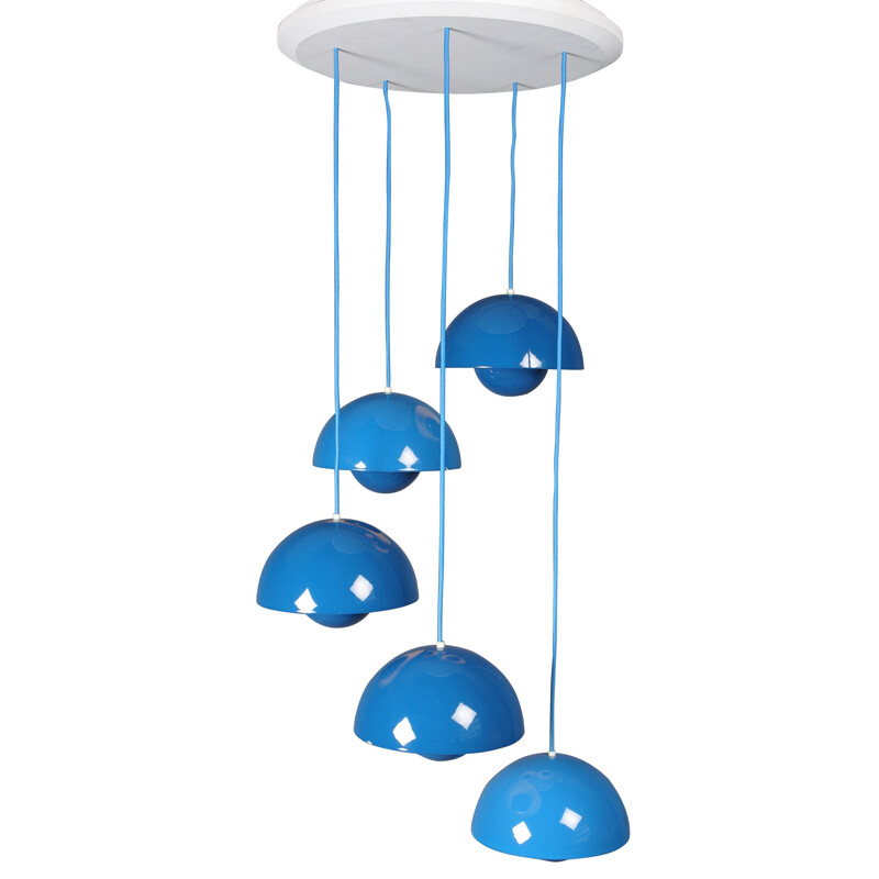 Hanging lamp 5 blue "Flowerpot", Verner PANTON - 1970s