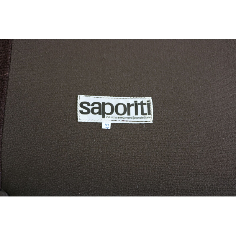 Ensemble de salon vintage en velours marron par Saporiti Italie - 1970