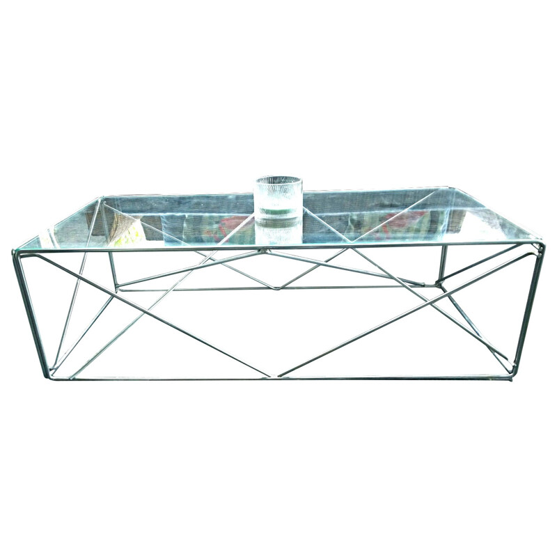 Table basse rectangulaire en verre, Max SAUZE - années 70