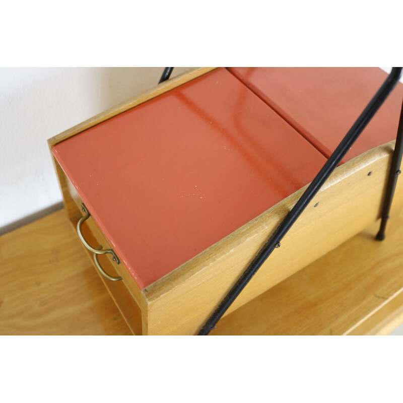 Small vintage storage sewing stand - 1950s 	 	 