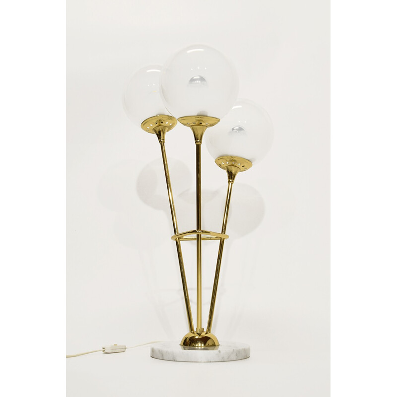 Lampe vintage italienne en laiton et en verre Murano - 1960