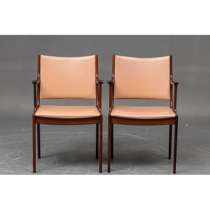 Pair of armchairs in rosewood and brown leather by Johannes Andersen for Uldum Mobel - 1960s