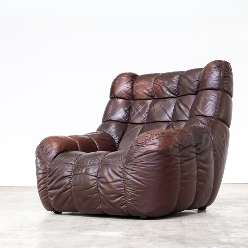 Suite de 2 fauteuils lounge vintage cubiste en patchwork - 1960