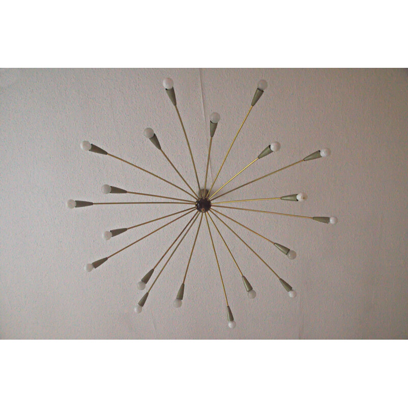 Huge Sputnik Ceiling lamp in barss with 20 arms - 1950s