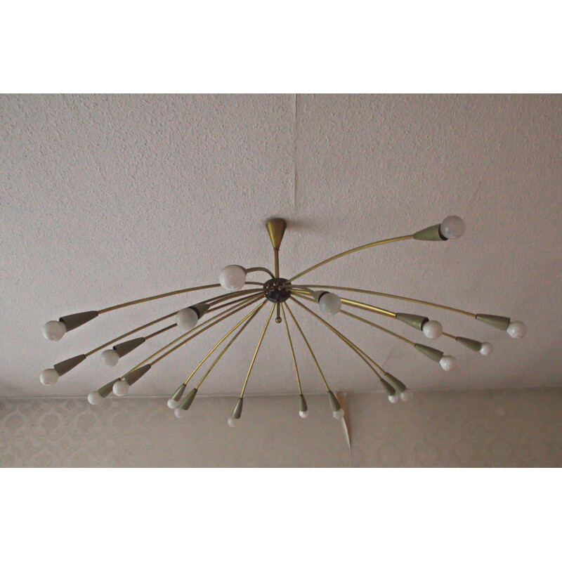 Huge Sputnik Ceiling lamp in barss with 20 arms - 1950s