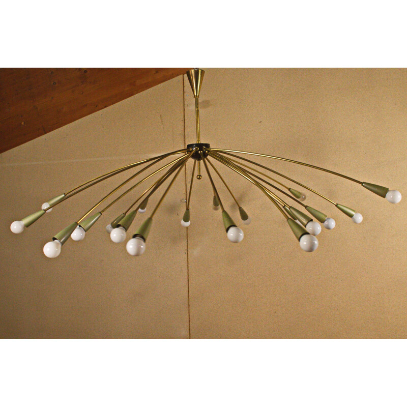 Huge Sputnik Ceiling lamp in barss with 20 arms - 1950s