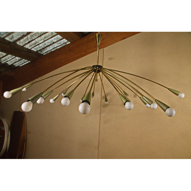 Huge Sputnik Ceiling lamp in barss with 20 arms - 1950s