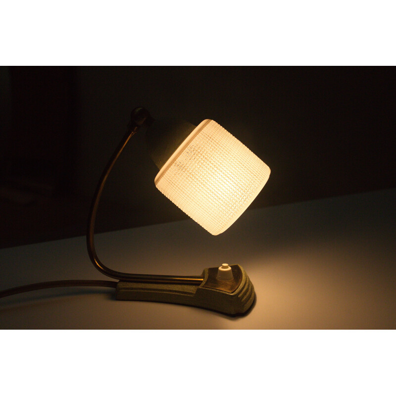 Pair of German table lamps with brass & glass - 1950s