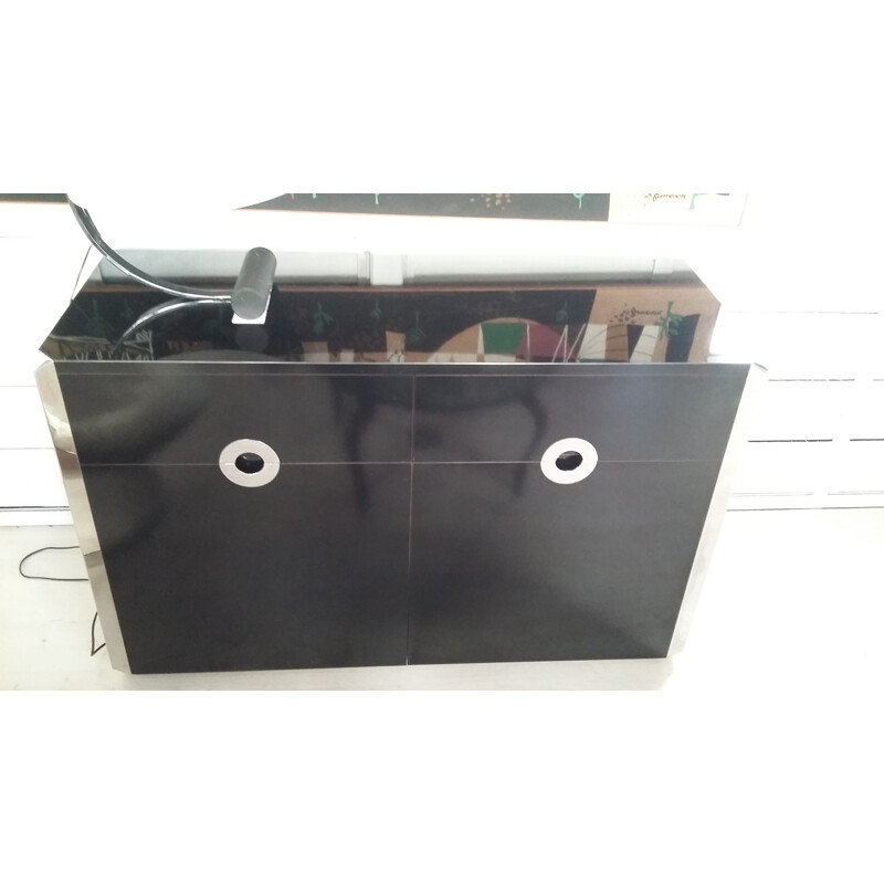 commode vintage noire, édition Mario Sabot - 1975