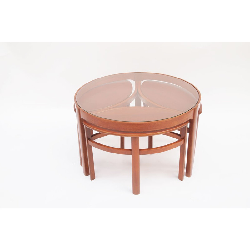 Table basse ronde et ses gigognes vintage - 1950