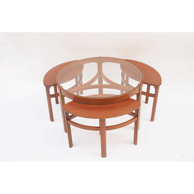 Table basse ronde et ses gigognes vintage - 1950