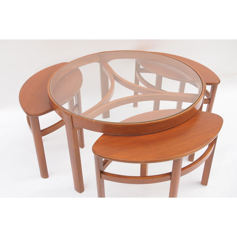 Table basse ronde et ses gigognes vintage - 1950