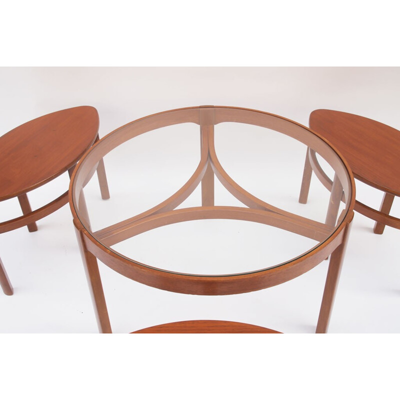 Table basse ronde et ses gigognes vintage - 1950