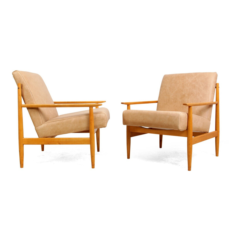 Pair of Mid Century Leather Armchairs - 1960s