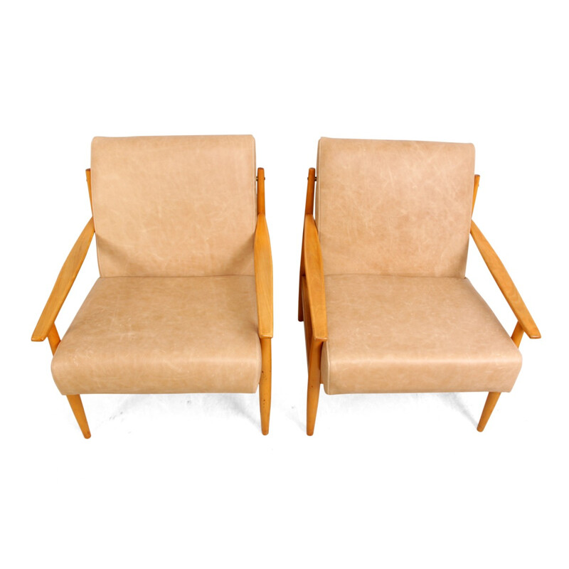 Pair of Mid Century Leather Armchairs - 1960s