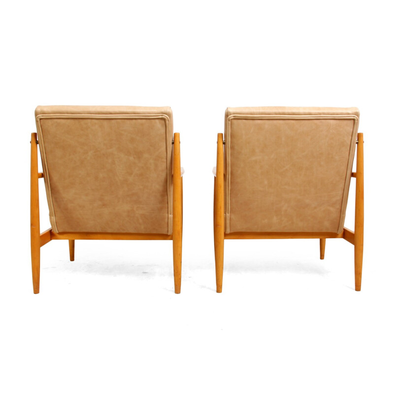 Paire de fauteuils vintage en cuir - 1960