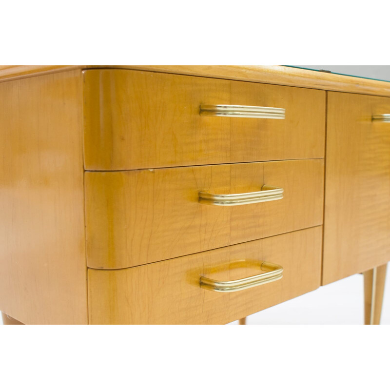 Pair of elegant Mid-Century Night Consoles with Black Glass - 1950s