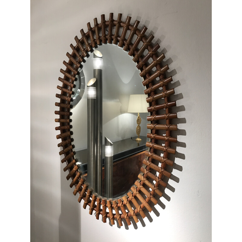 Vintage bamboo mirror - 1960s