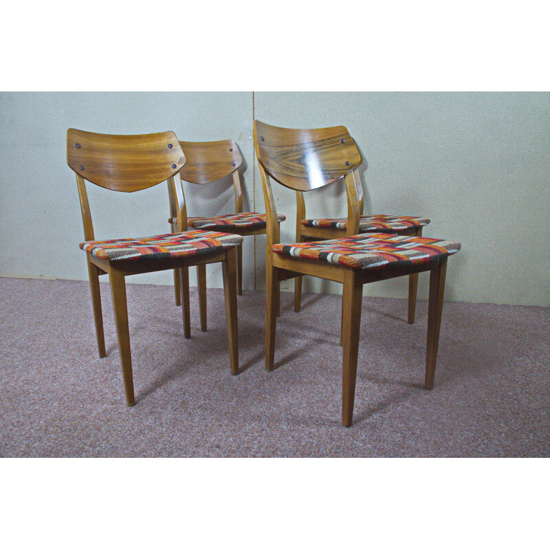 Set of 4 German diners chairs in walnut - 1960s