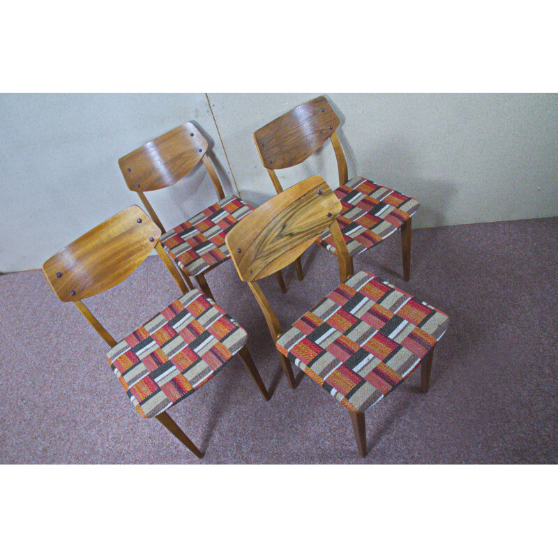 Set of 4 German diners chairs in walnut - 1960s